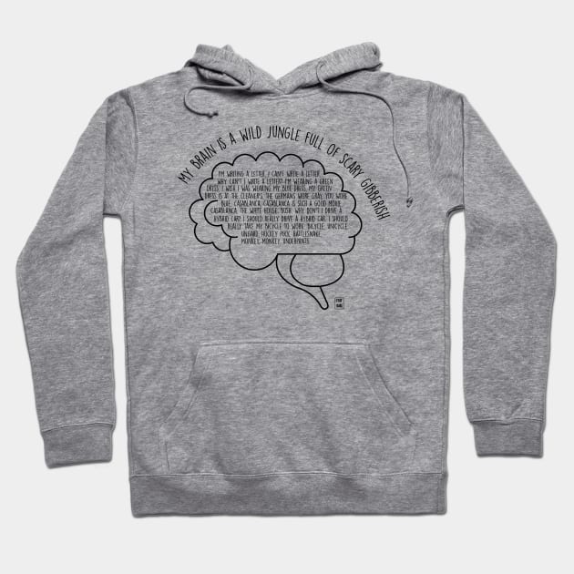 My brain is a wild jungle full of scary gibberish Hoodie by Gabi Veiga